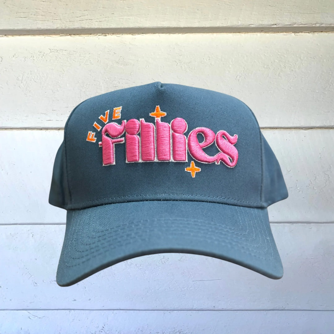 Five Fillies Denim Blue Starbust Crown Cap