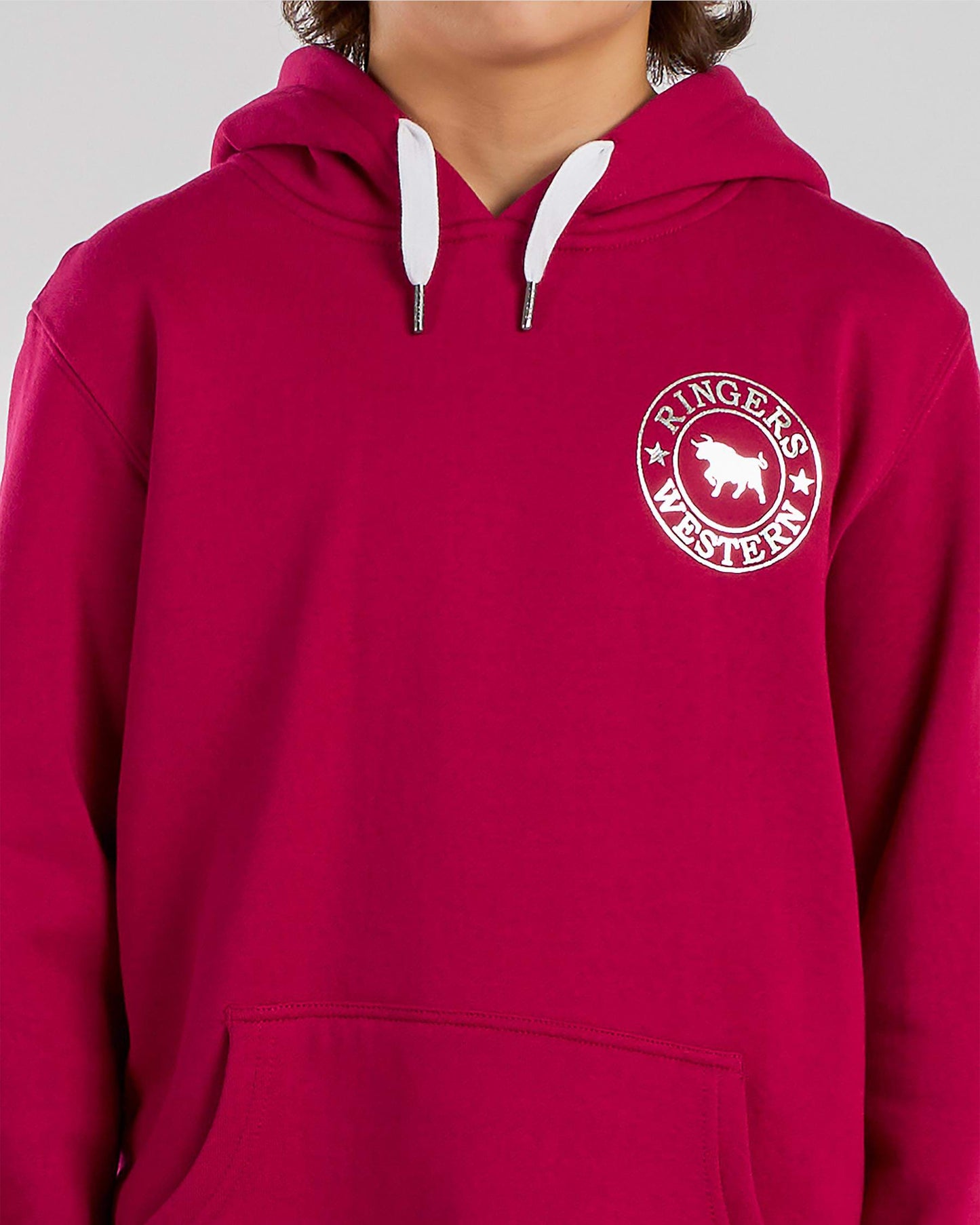 Ringers Western Signature Bull Kids Hoodie - Magenta / Silver