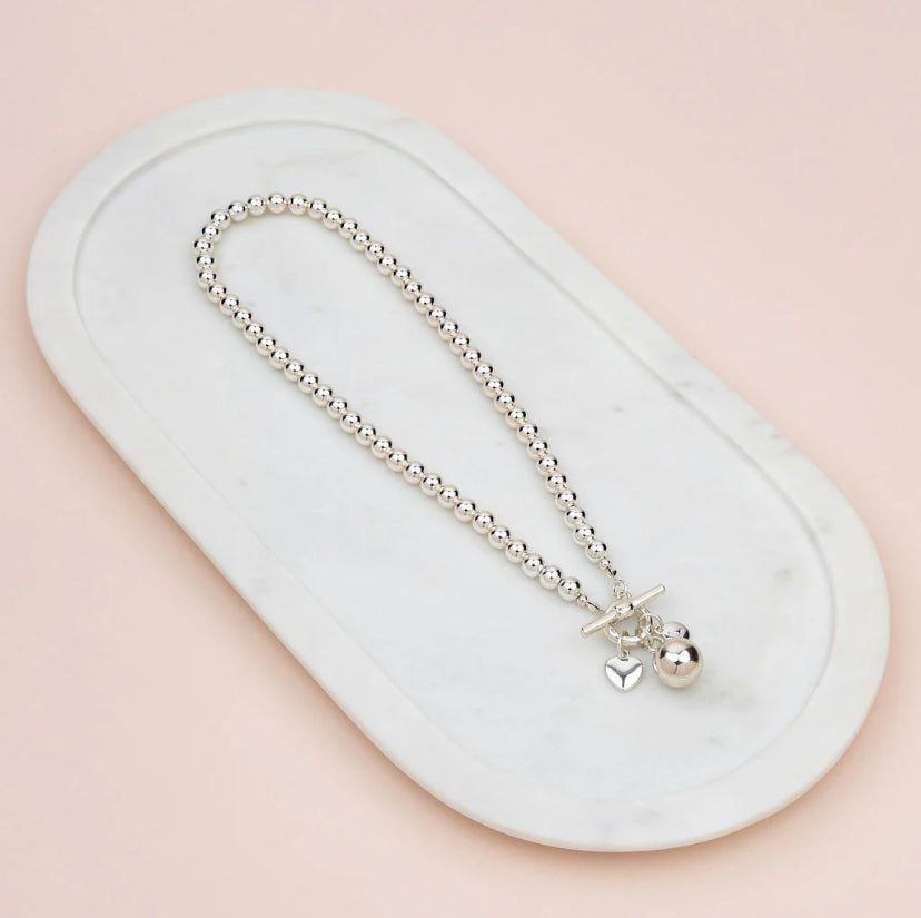 LillyCo Limited Edition Short Silver Ball Necklace - L1753NS-B