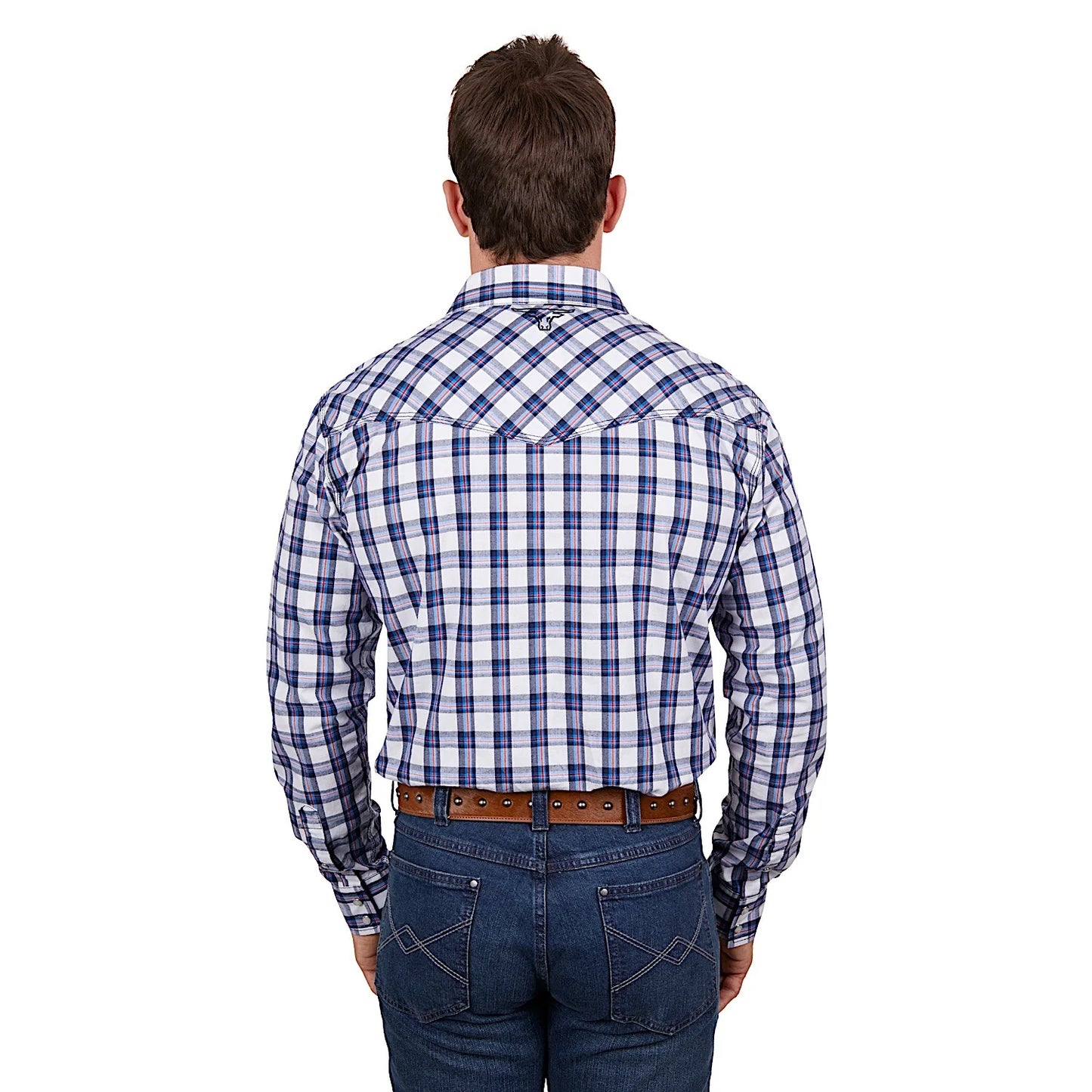 Pure Western Men's Alec Shirt - White/Blue/Red P4S1100954