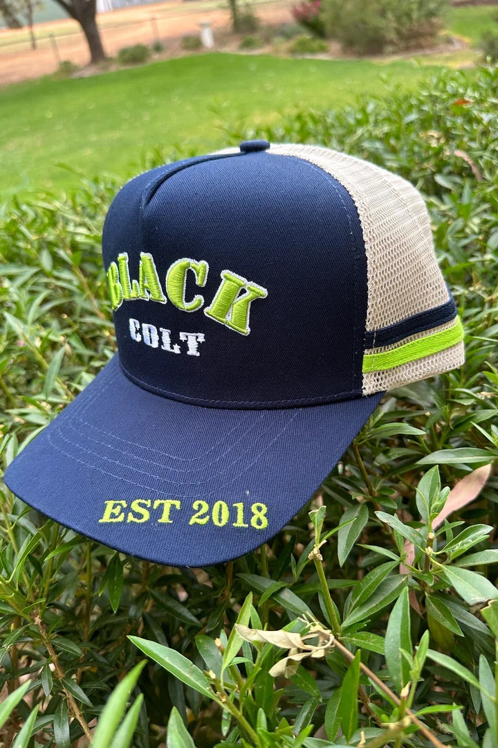 Black Colt Cap - Navy & Lime Green