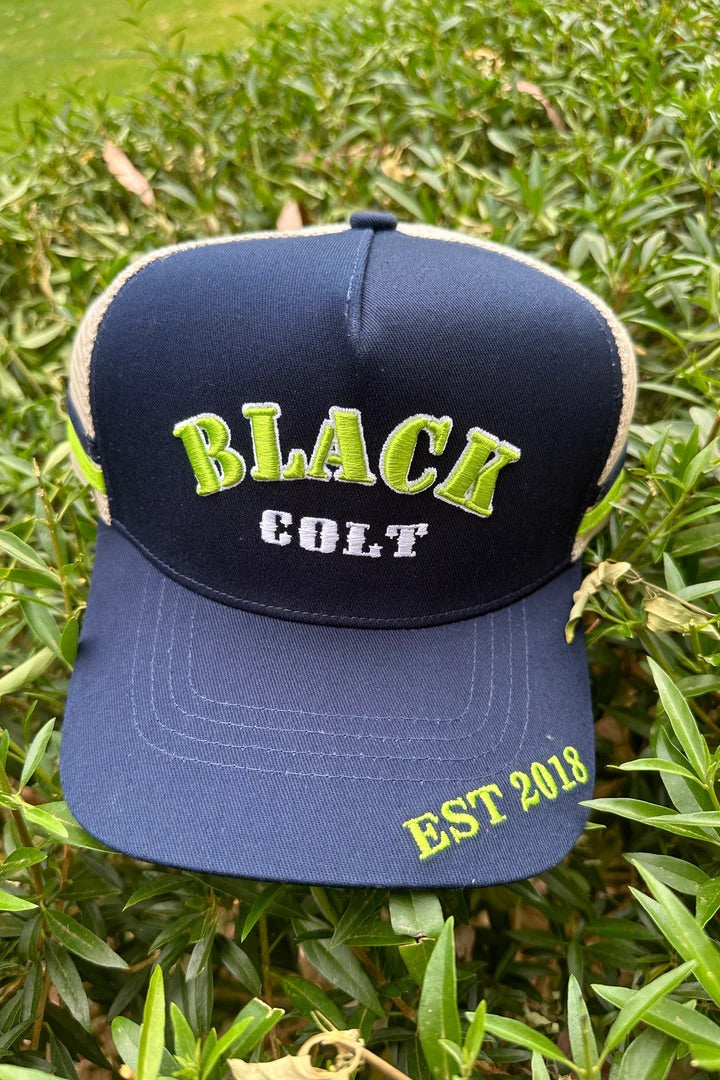 Black Colt Cap - Navy & Lime Green