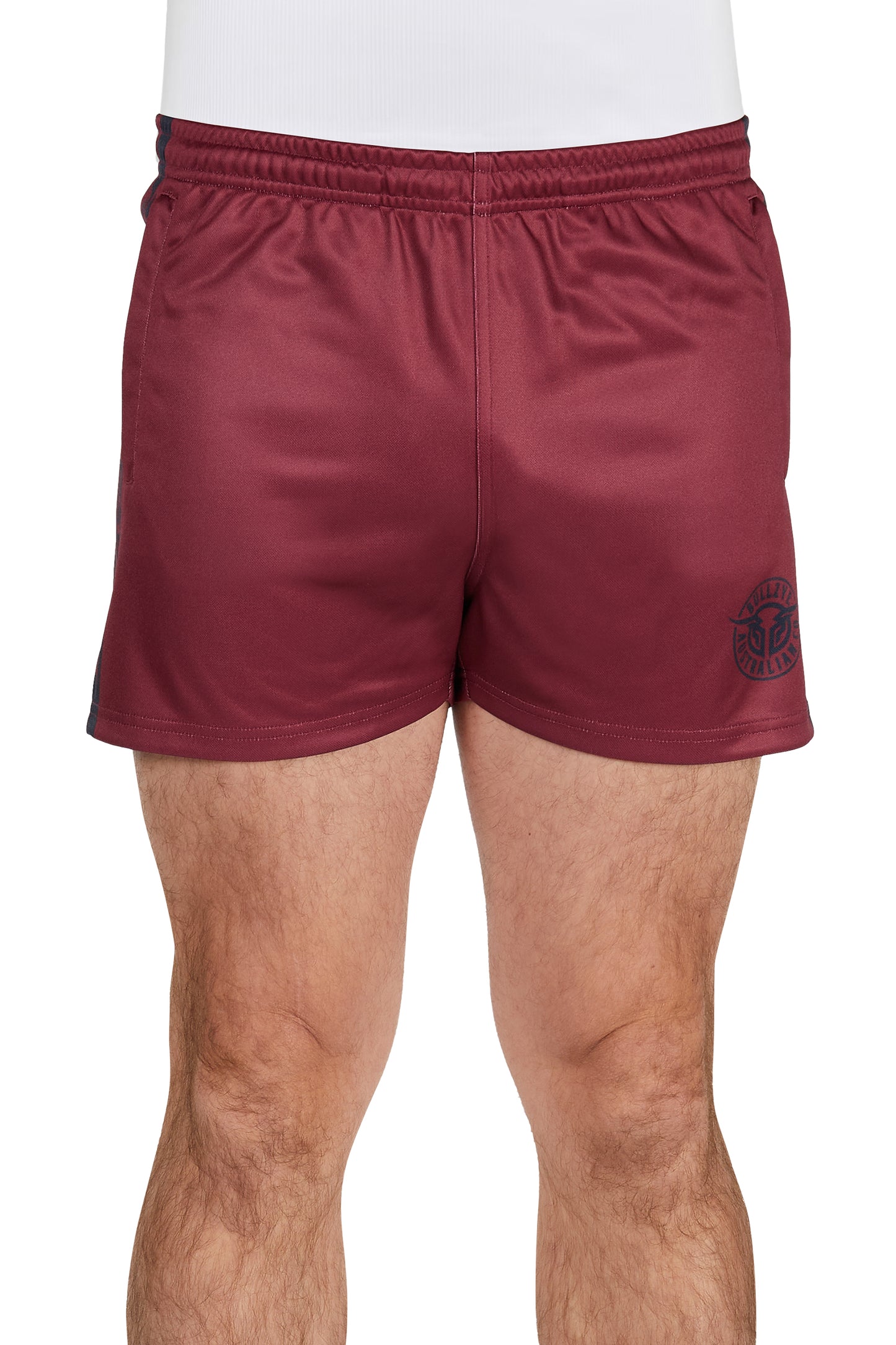 Bullzye Mens Bullring Footy Shorts - Maroon / Navy