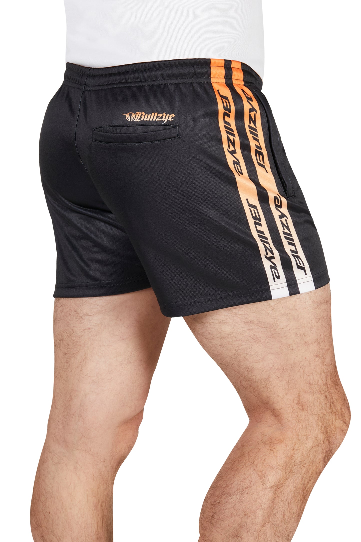 Bullzye Mens Bullring Footy Shorts - Black / Orange