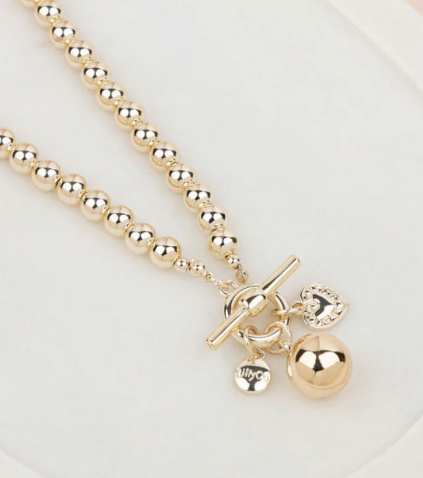 LillyCo Limited Edition Short Light Gold Ball Necklace - L1753NG-B