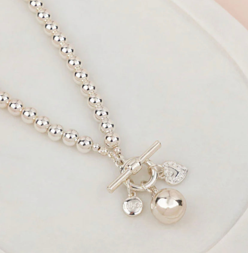 LillyCo Limited Edition Short Silver Ball Necklace - L1753NS-B