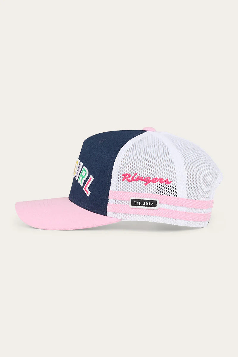 Ringers Western Cowgirl Kids Trucker Cap - Navy / Pastel Pink