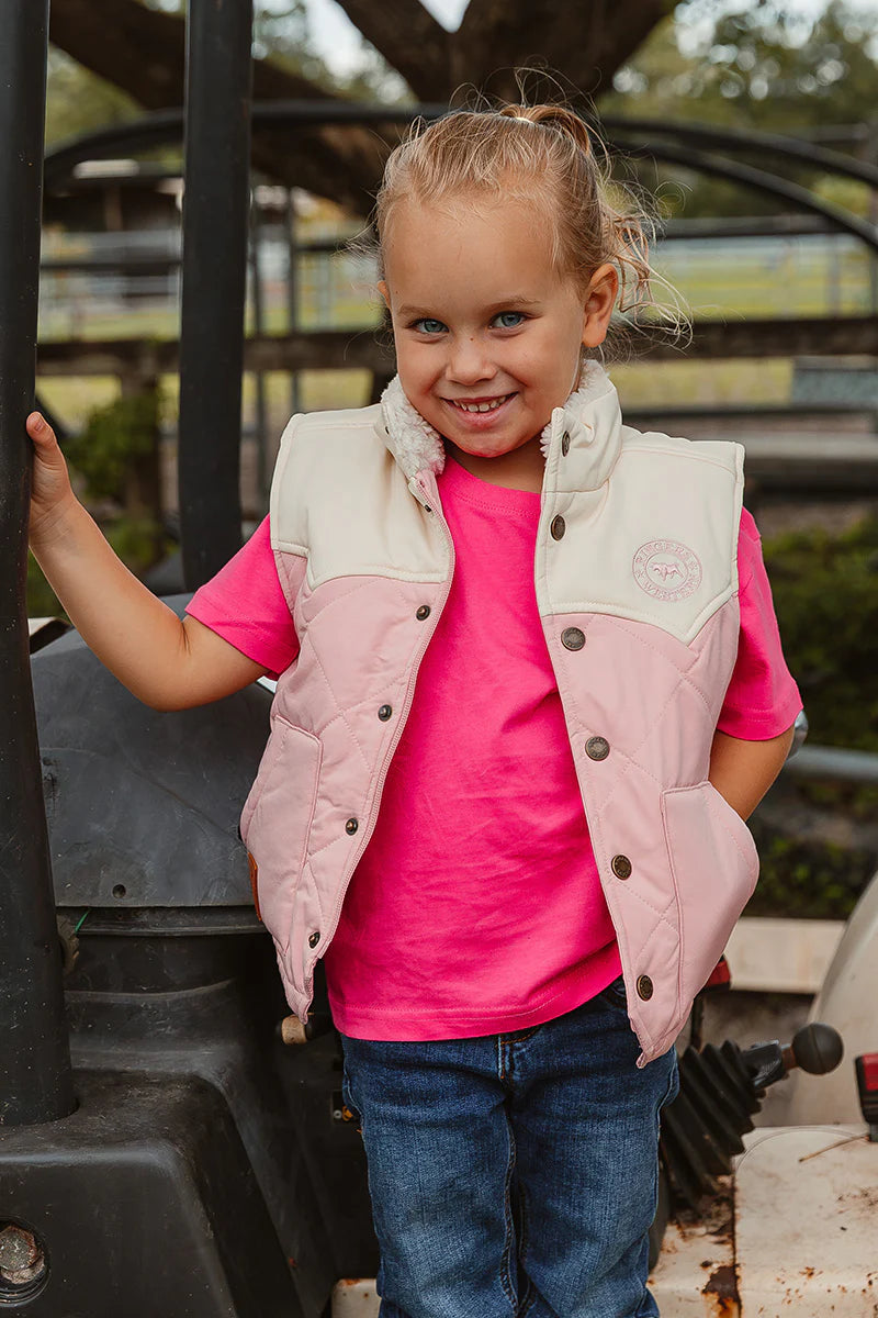 Ringers Western Kynuna Kids Puffer Vest - Pink / Off White