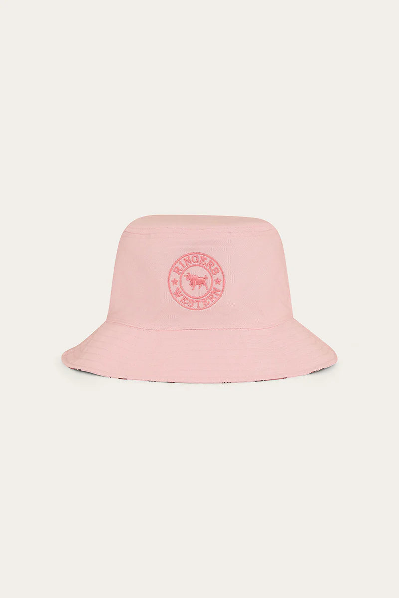 Ringers Western Mini Cowgirl Kids Reversible Bucket Hat - Dusty Pink