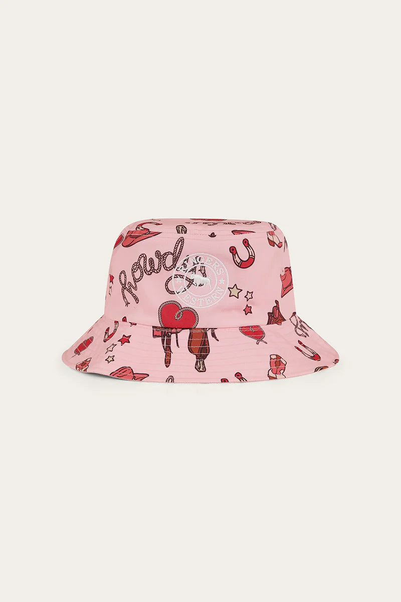 Ringers Western Mini Cowgirl Kids Reversible Bucket Hat - Dusty Pink