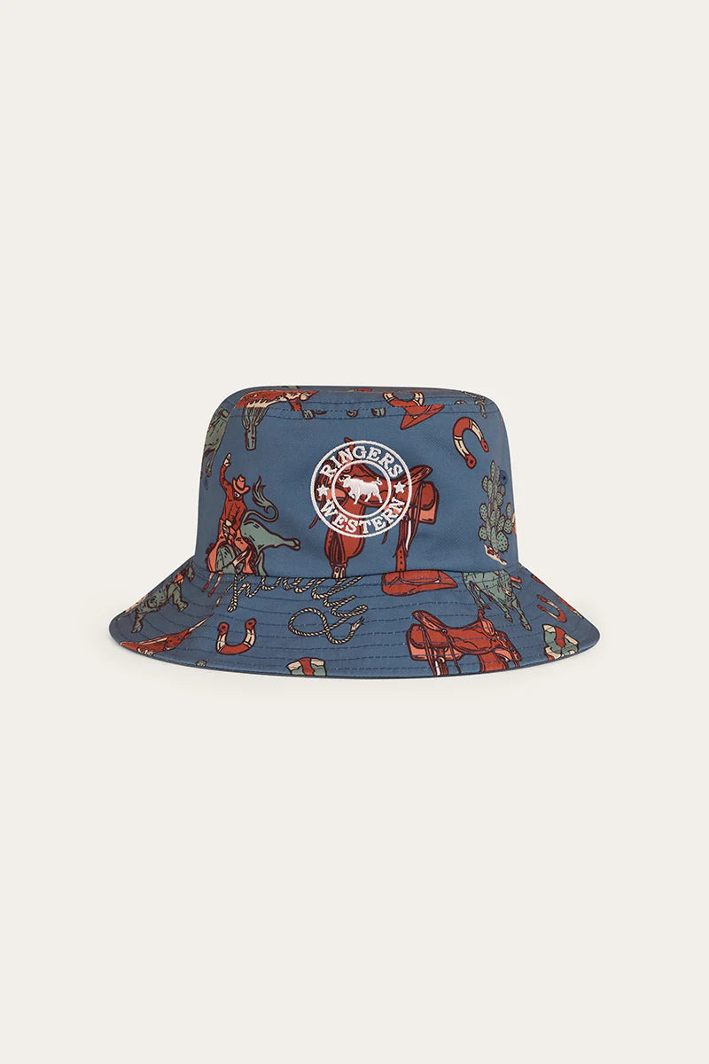 Ringers Western Mini Cowboy Kids Reversible Bucket Hat - Yale Blue