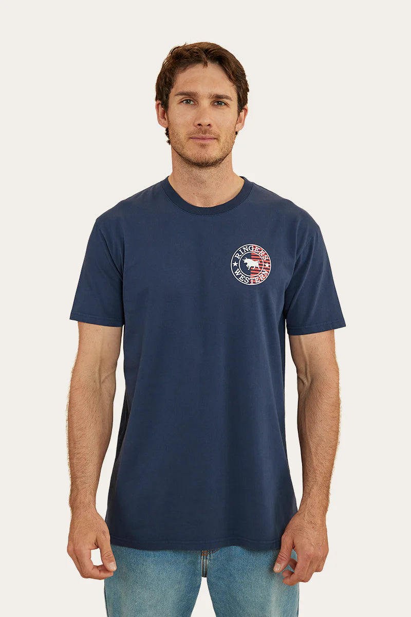 Ringers Western Signature Bull Mens Flag Shirt - Navy