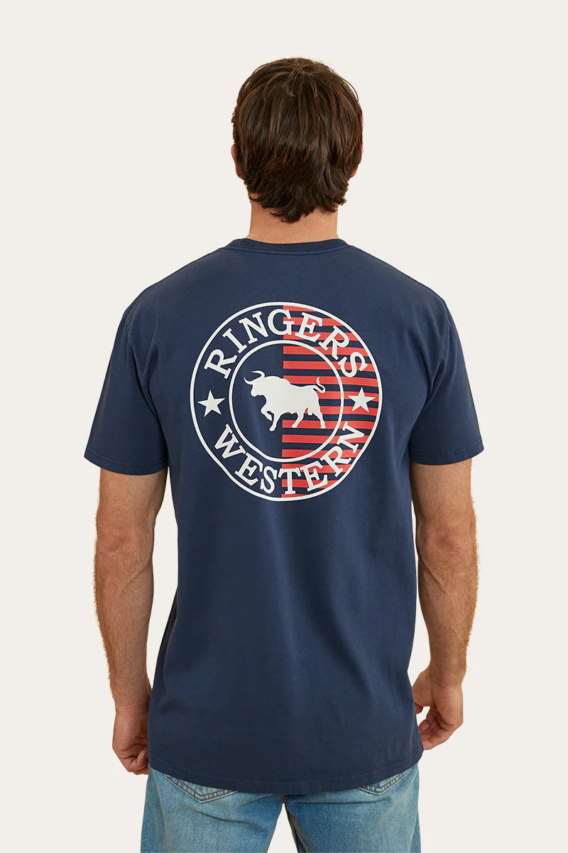 Ringers Western Signature Bull Mens Flag Shirt - Navy