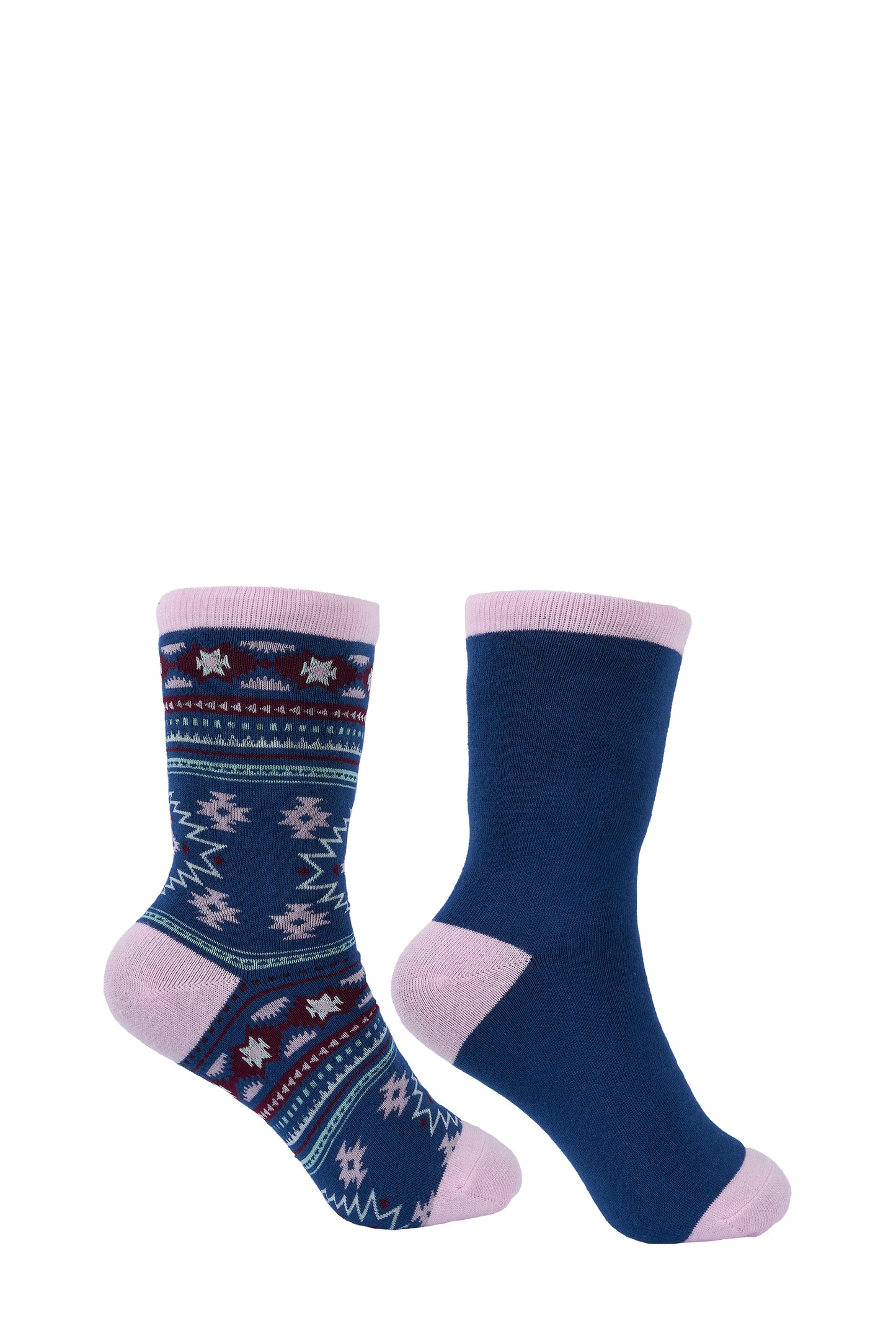 Pure Western Adults Crew Socks - Navy / Pink PCP2949SOC