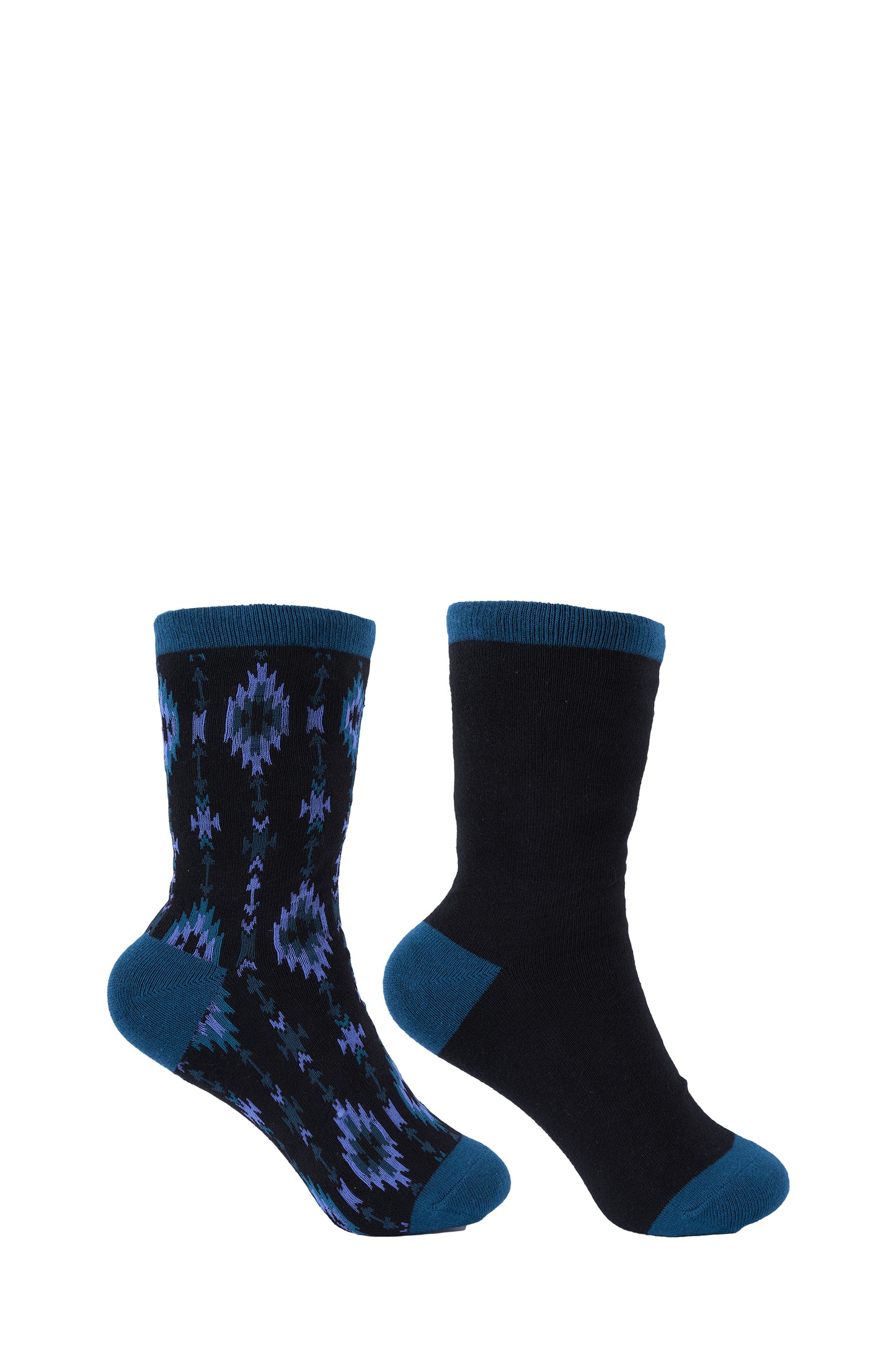 Pure Western Adults Crew Socks - Black / Teal PCP2949SOC