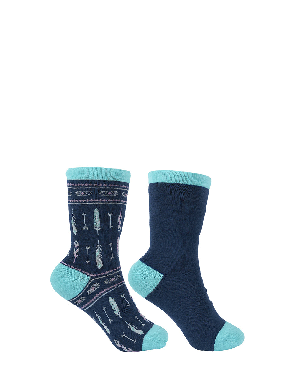 Pure Western Adults Crew Socks - Navy / Turquoise PCP2949SOC