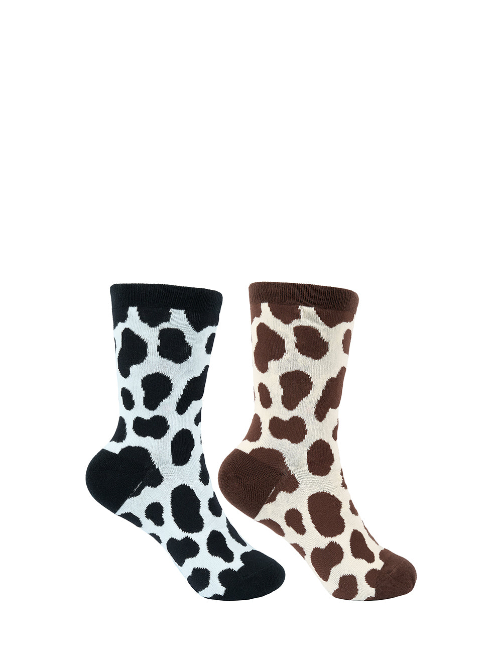 Pure Western Adult Crew Socks - Black / Tan Cow Print PCP2949SOC