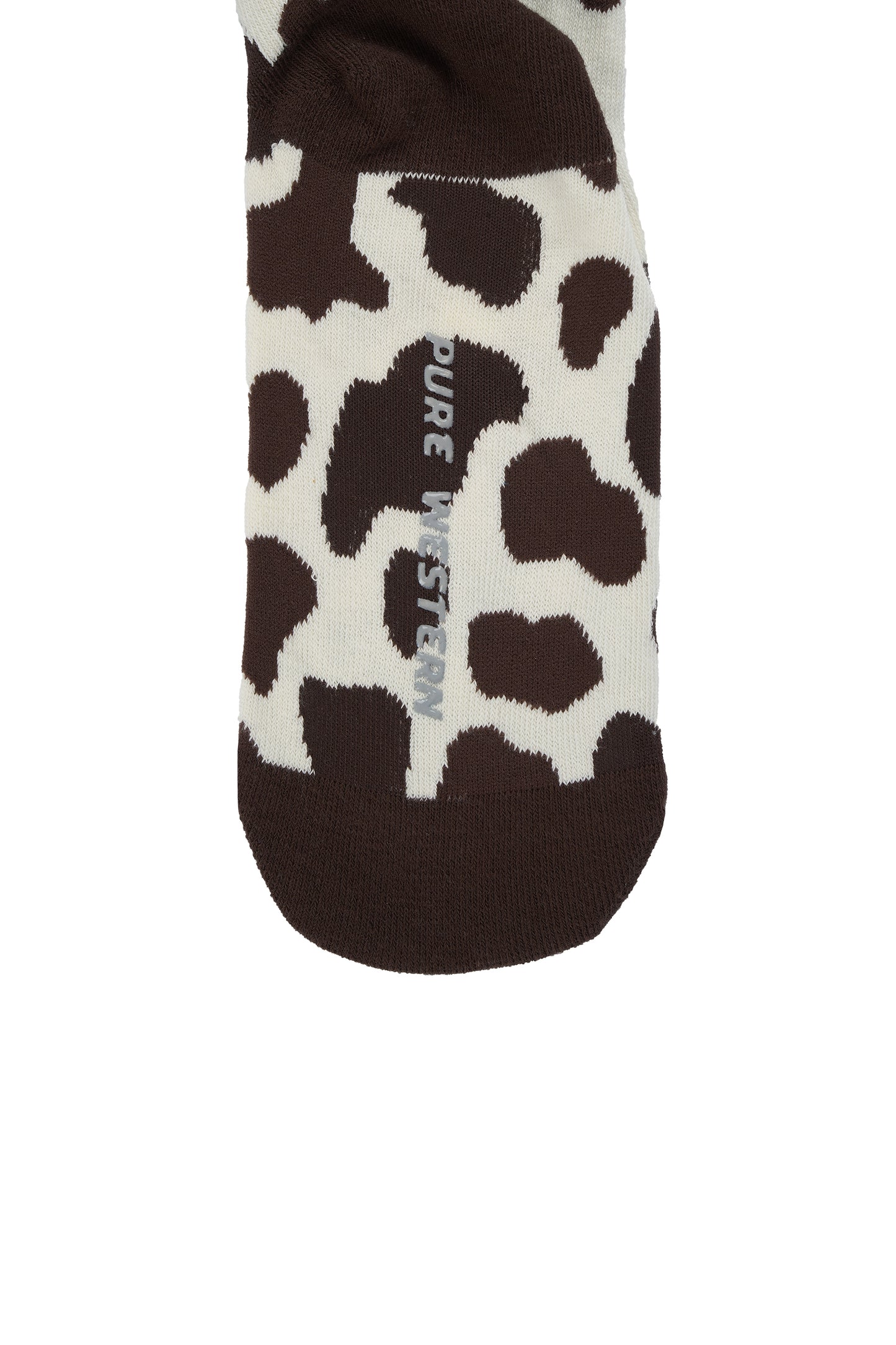 Pure Western Adult Crew Socks - Black / Tan Cow Print PCP2949SOC