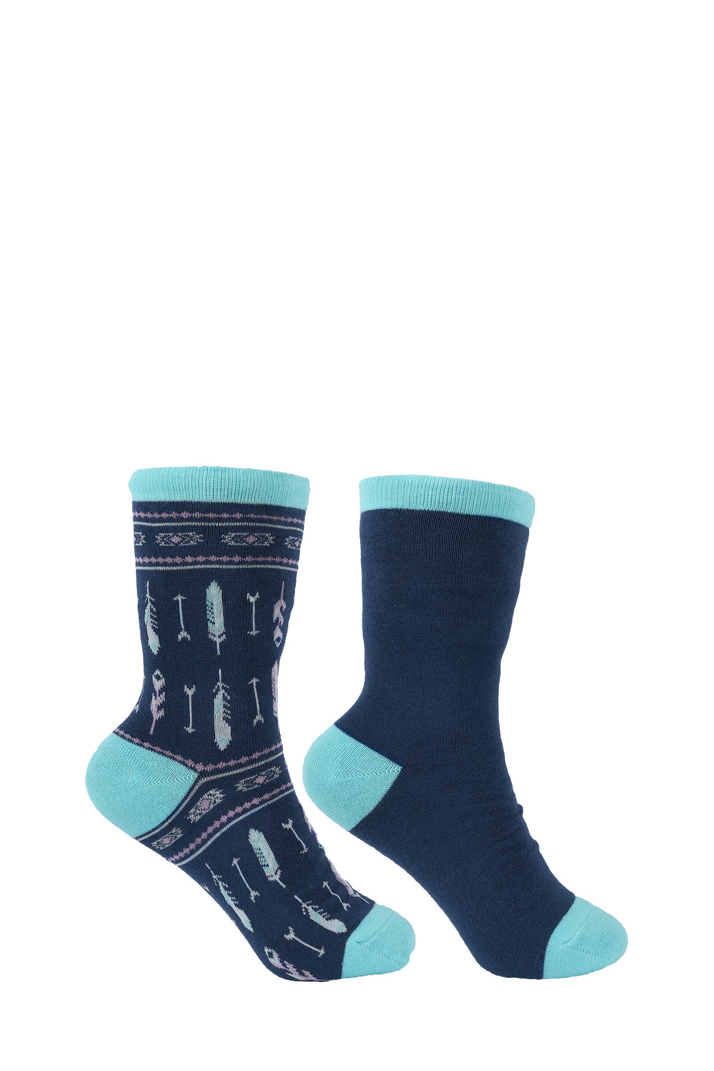 Pure Western Kids Crew Socks - Navy / Turquoise PCP5970SOC