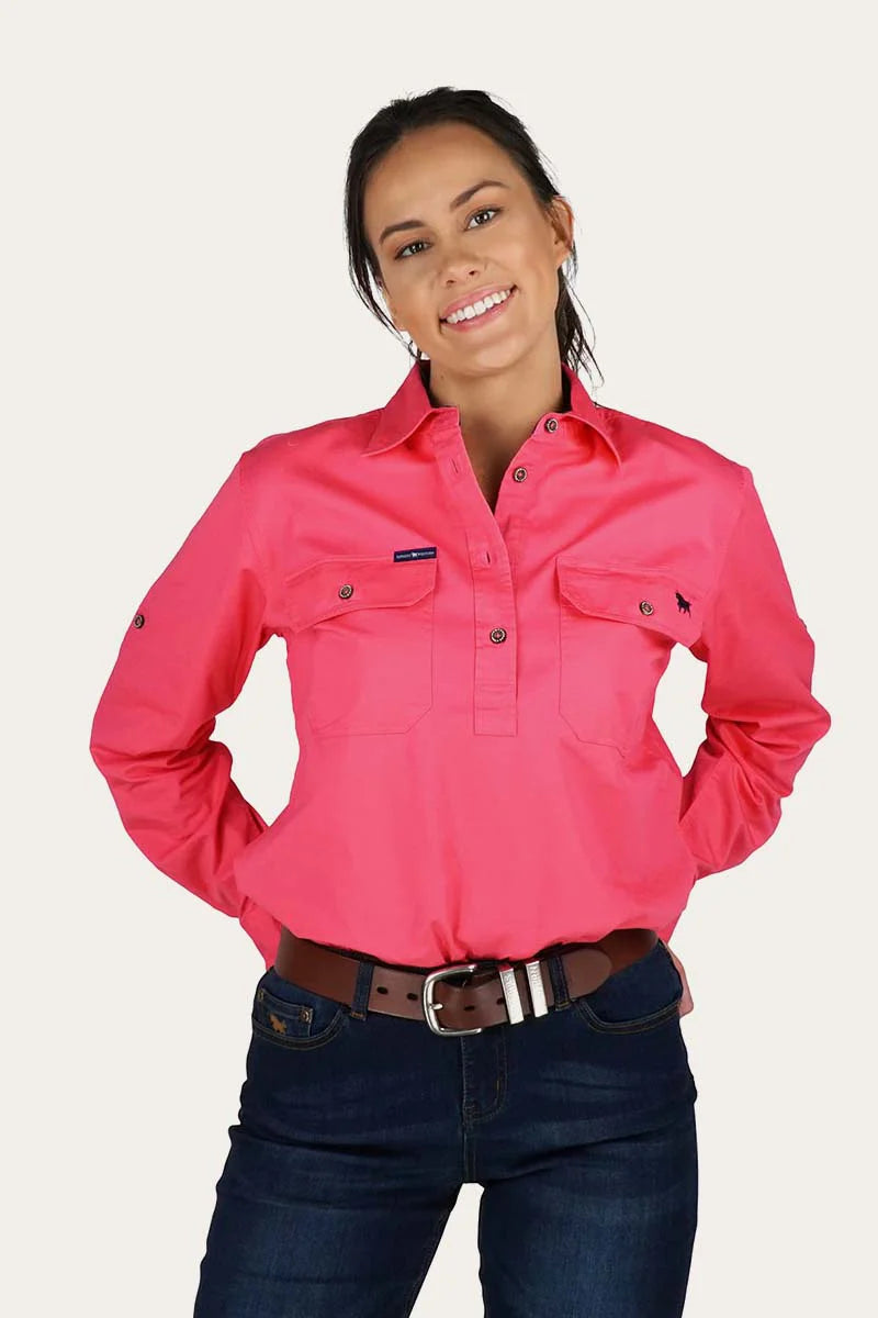 Ringers Western Pentecost Half Button Work Shirt - Melon