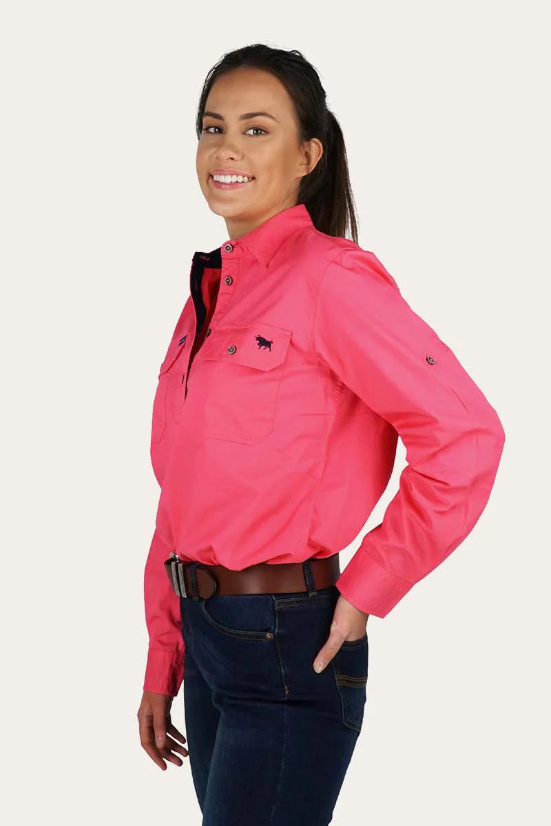 Ringers Western Pentecost Half Button Work Shirt - Melon