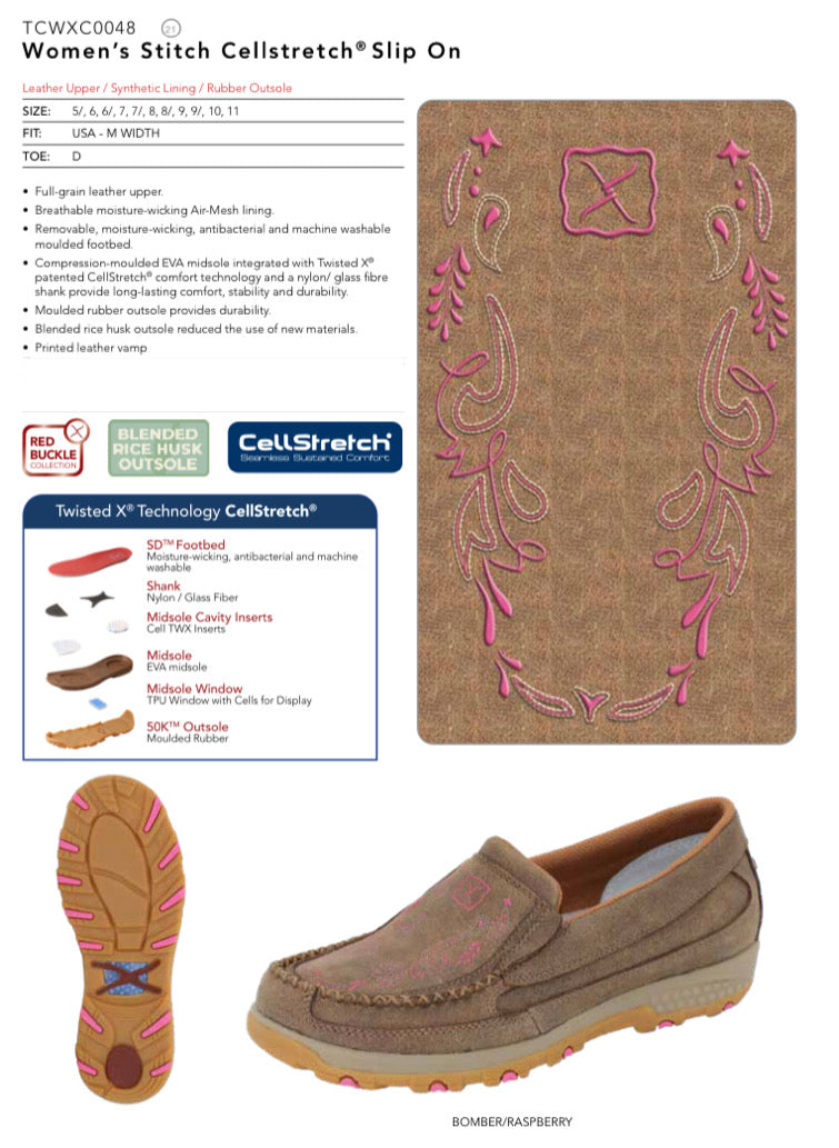 Twisted X Womens Stitch Slip On Mocs - TCWXC0048