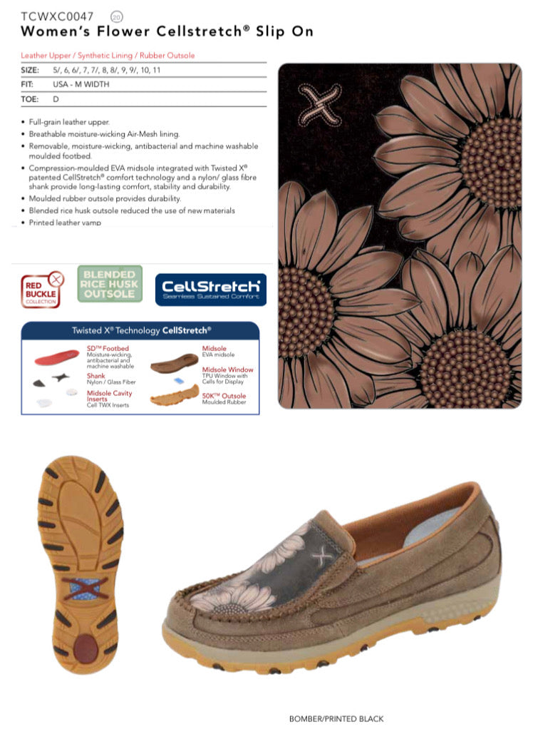 Twisted X Womens Flower Slip On Mocs - TCWXC0047