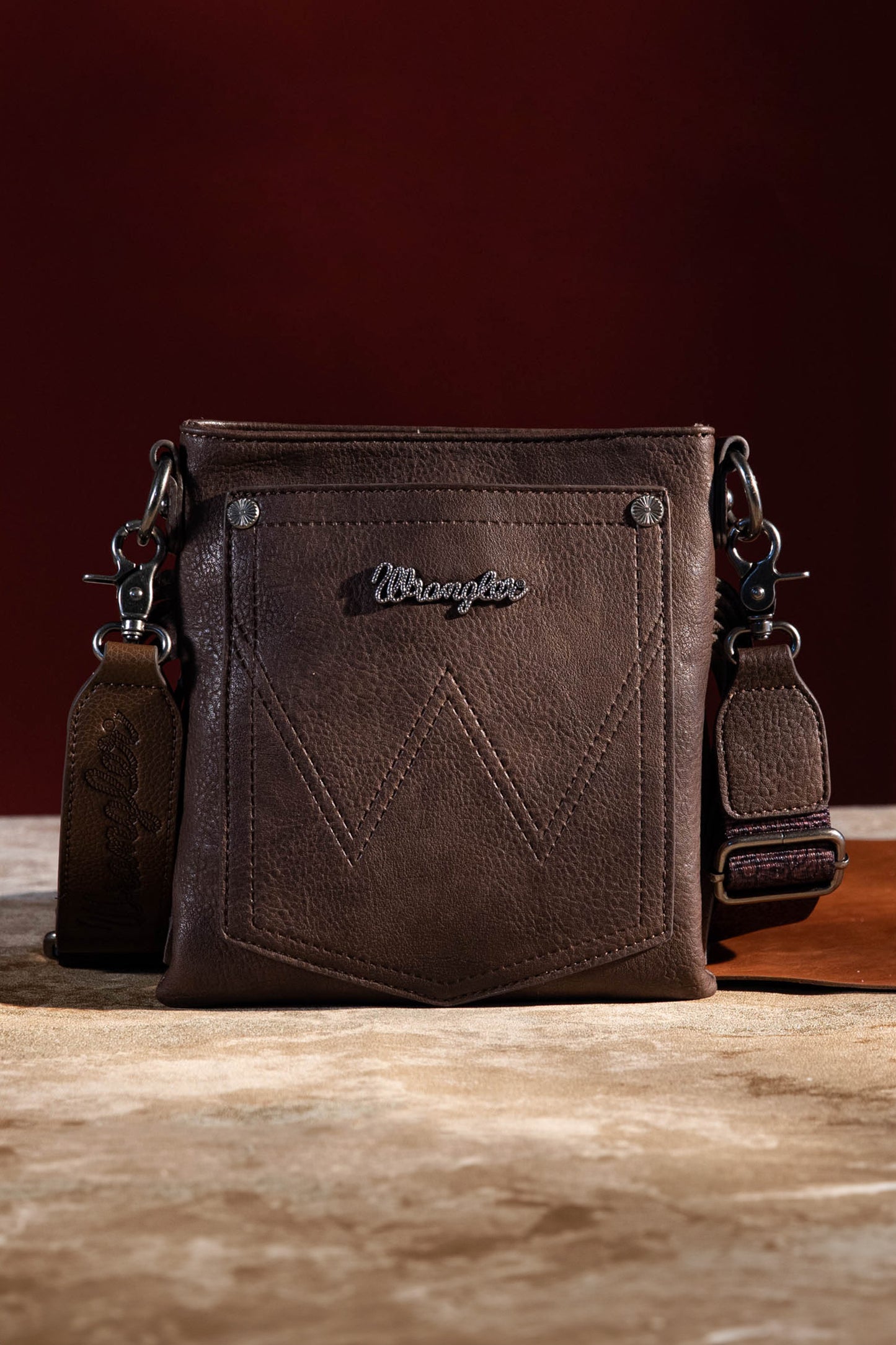 Wrangler Floral Embossed Crossbody Bag - X4S2958BAG - CHOCOLATE