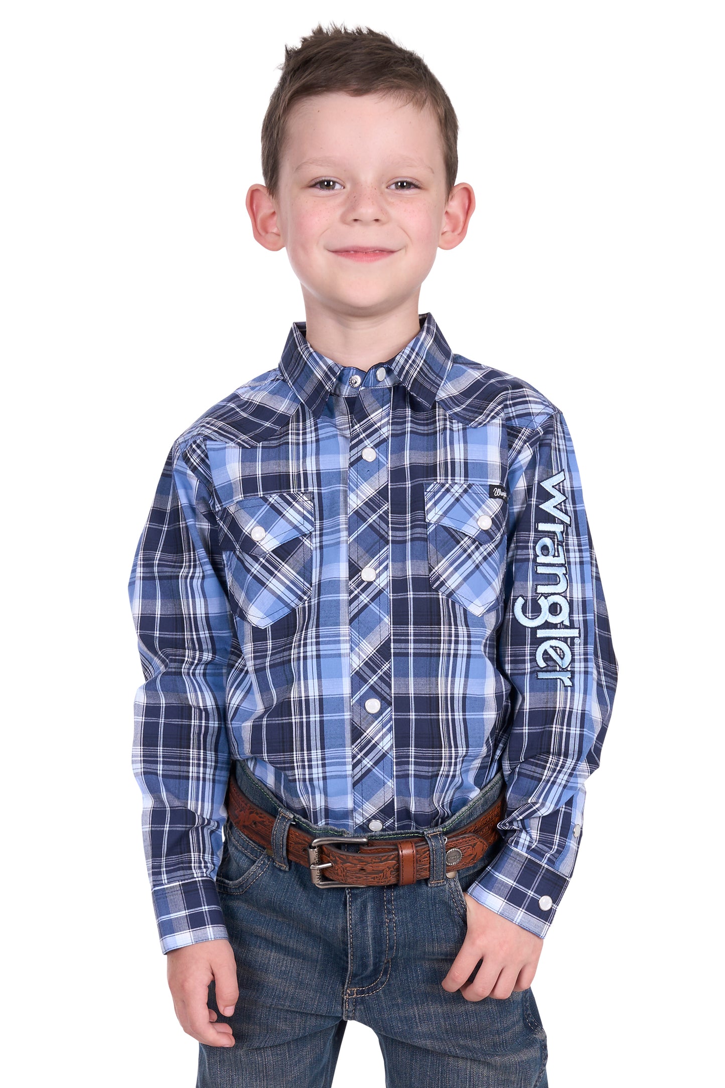Wrangler Boys Billy Logo LS Dress Shirt - X5S3111362