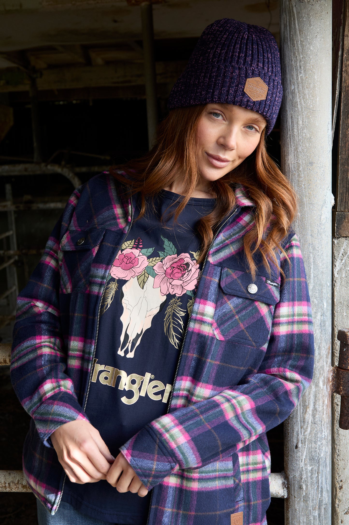 Wrangler Adults Ghano Beanie - Navy / Pink X5W1959BEA