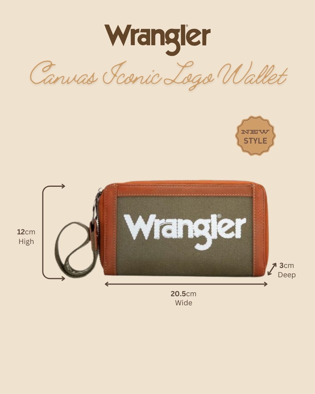 Wrangler Canvas Iconic Logo Wallet - Khaki  X5W2986WLT