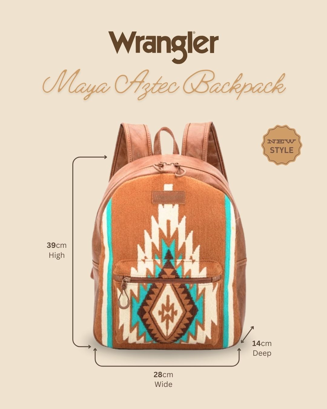 Wrangler Maya Aztec Backpack - Tan X5W2995BPK