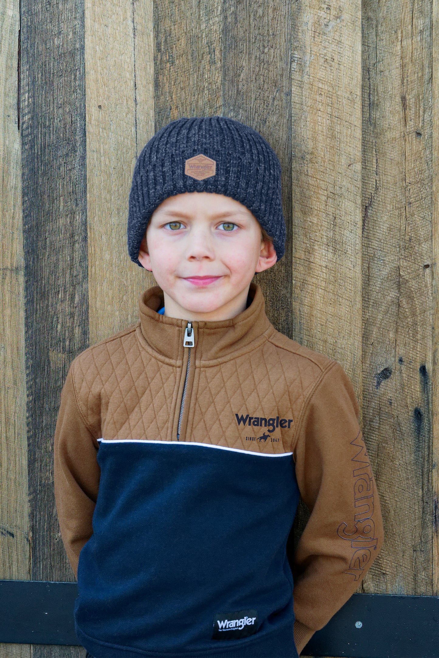 Wrangler Kids Ghano Beanie - X5W7959BEA Navy/Grey or Navy/Pink
