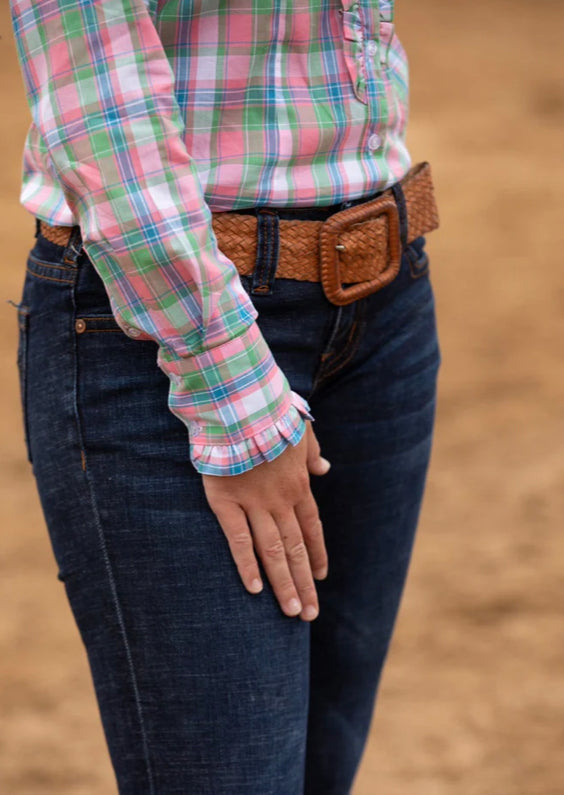 Black Colt Womens Kirby Shirt - Green, Pink & Blue Plaid