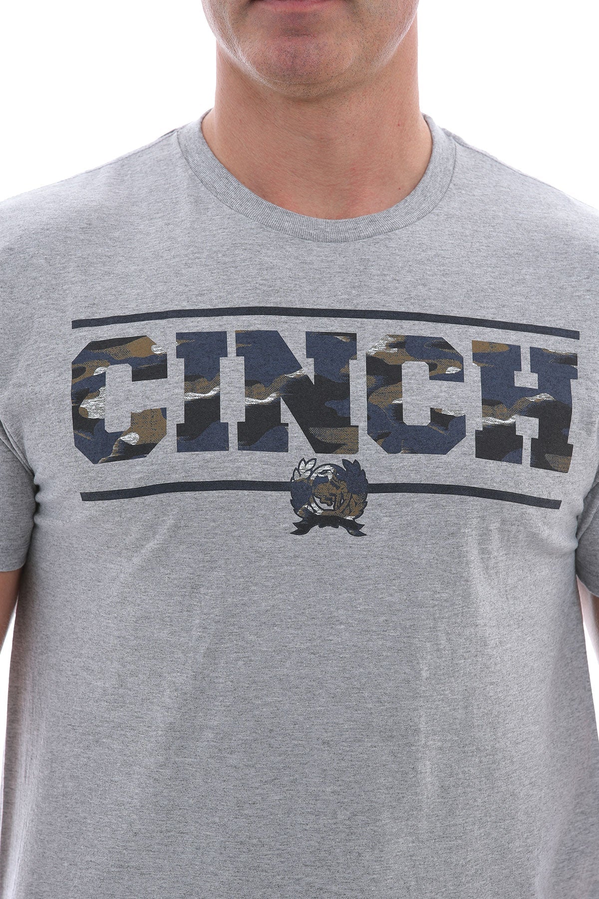 Mens Cinch Elijah Shirt - Grey with Blue Camo Logo - MTT1690421 HGY