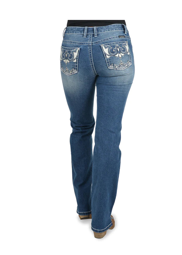 Pure Western Womens Maryanne Straight 34 Leg Jeans - Morning Sky (PCP2212574)