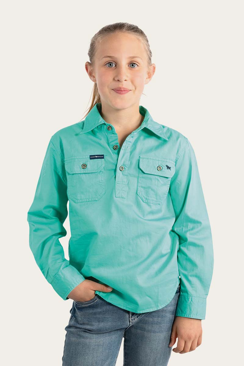 Ringers Western Ringers Western Ord River Kids Half Button Work Shirt - Mint