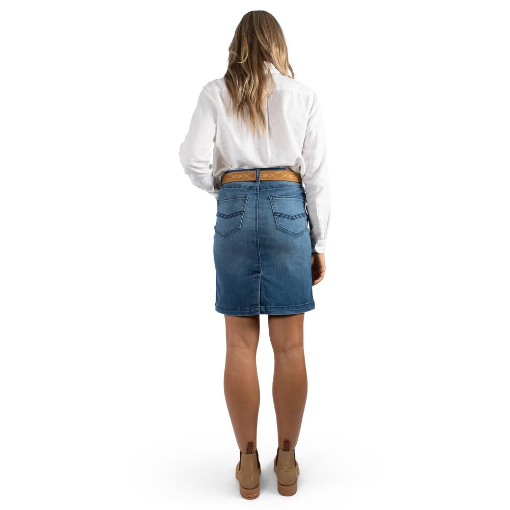 Womens Cara Mid Length Skirt - Vintage Blue Wash