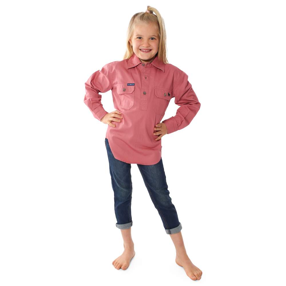 Ringers Western Ord River Half Button Kids Work Shirt - Dusty Rose