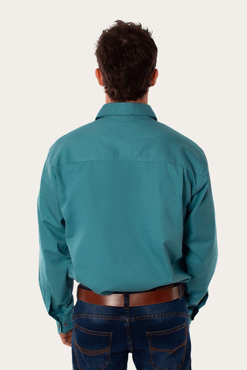 Ringers Western King River Mens Half Button Work Shirt - Dusty Jade