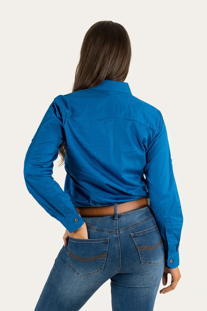 Ringers Western Womens Pentecost Half Button Work Shirt - Snorkel Blue
