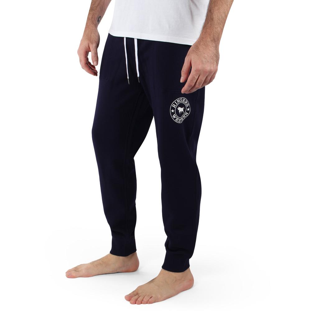 Kansas Mens Trackpants - Navy with White Print