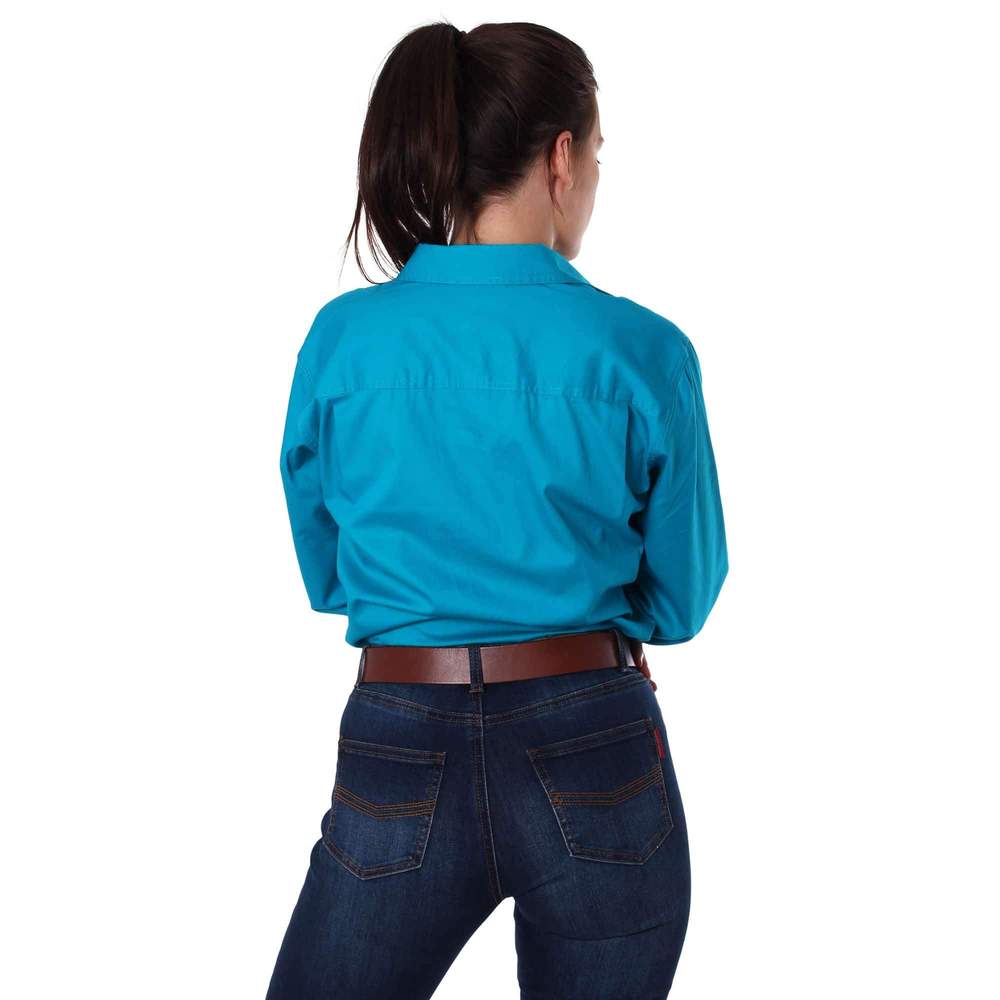 Pentecost River Womens Half Button Work Shirt - Turquoise