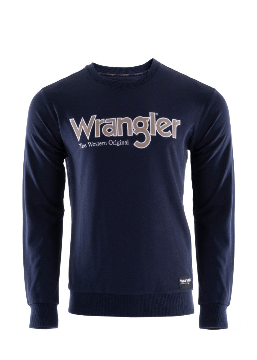 Wrangler Mens Ryder Logo Crew - Navy