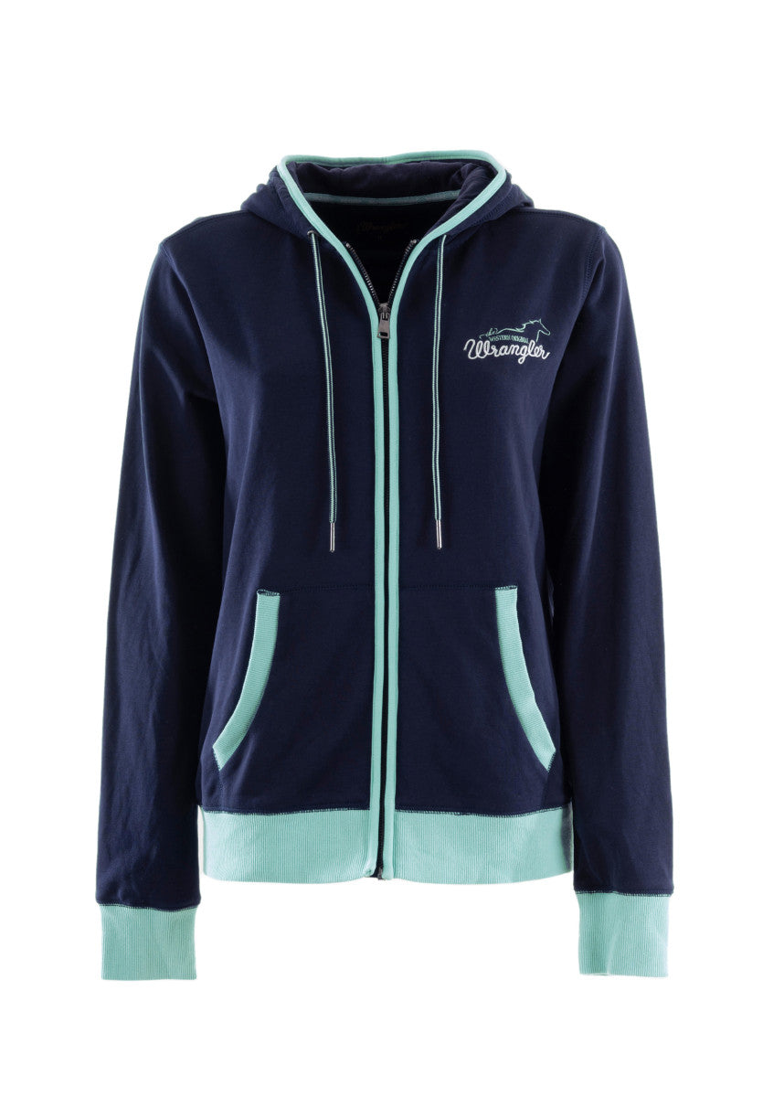 Wrangler Womens Cheryl Zip Hoodie - Navy / Mint