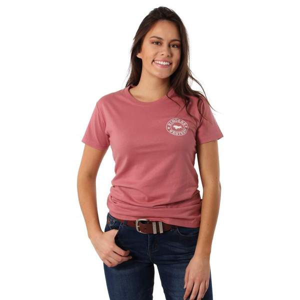 Womens Ringers Western Signature Bull Tee - Dusty Rose