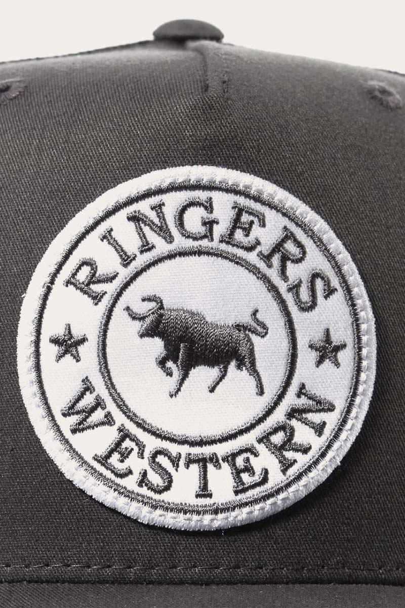 Ringers Western Trucker Cap - Charcoal with Charcoal & White Patch
