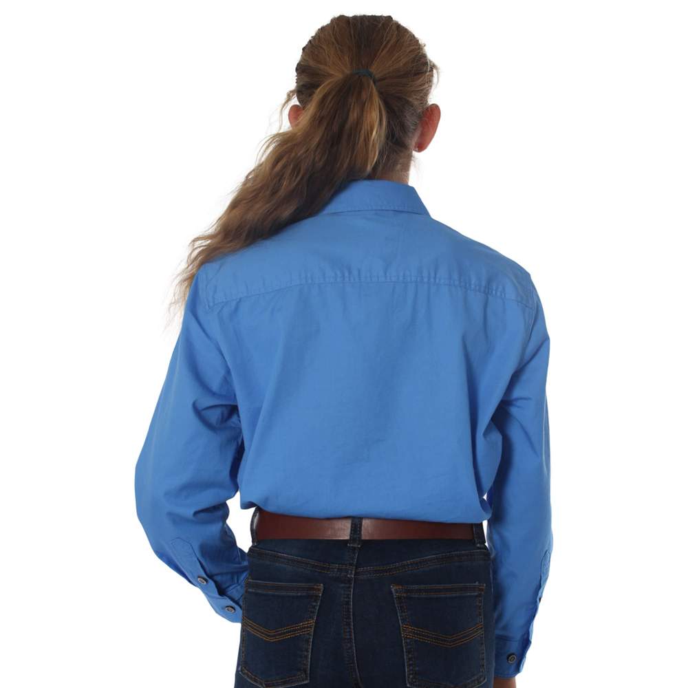 Ringers Western Ord River Half Button Kids Work Shirt - Blue