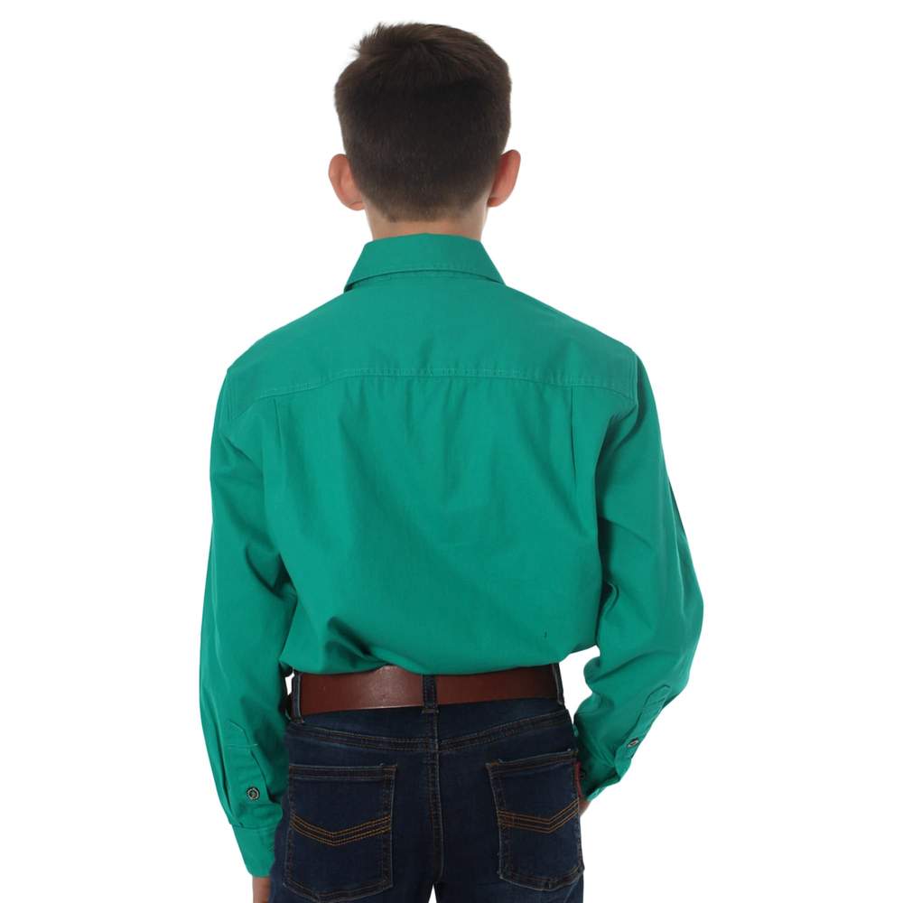 Ringers Western Ord River Half Button Kids Work Shirt - Green