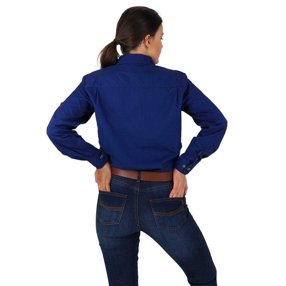 Pentecost River Womens Half Button Work Shirt - Navy